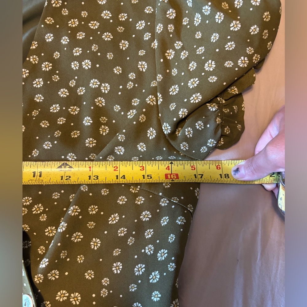 Olive Polka Dot Midi Dress - Picture 5 of 6